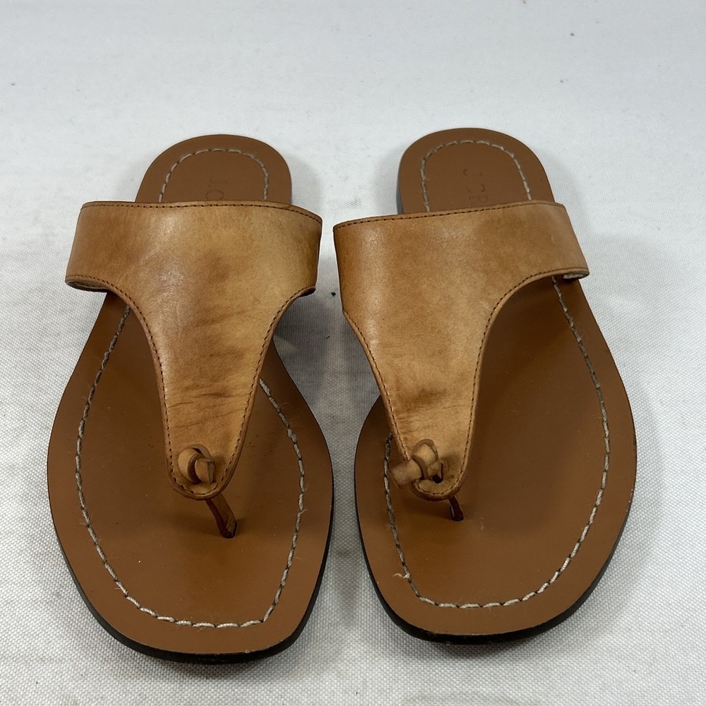 J. Crew Thong Sandals Women's Size 6 Genuine Leather Brown Tan Slides - Picture 6 of 14